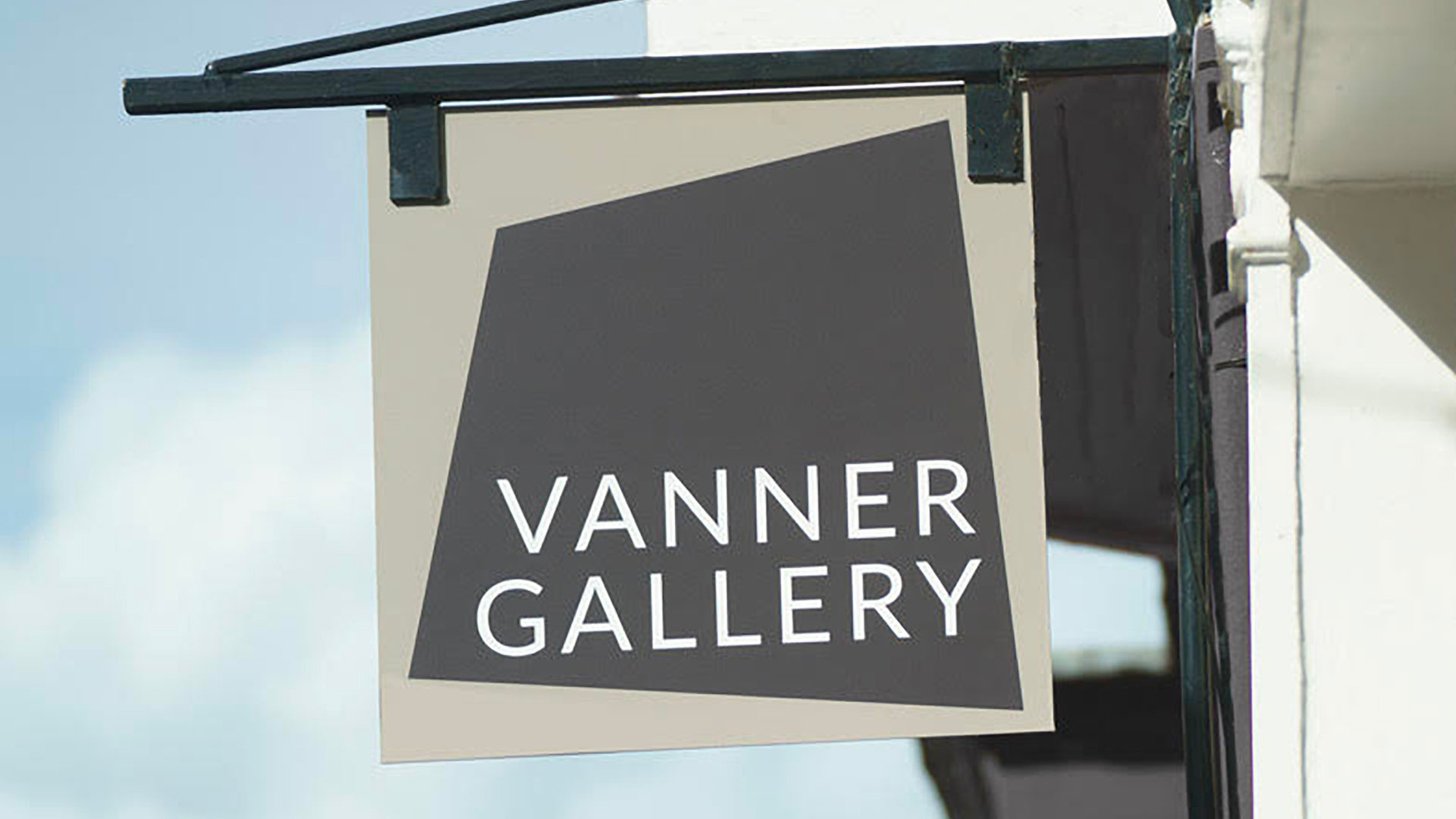 Image showing the new Vanner Gallery logo mounted on a street sign
