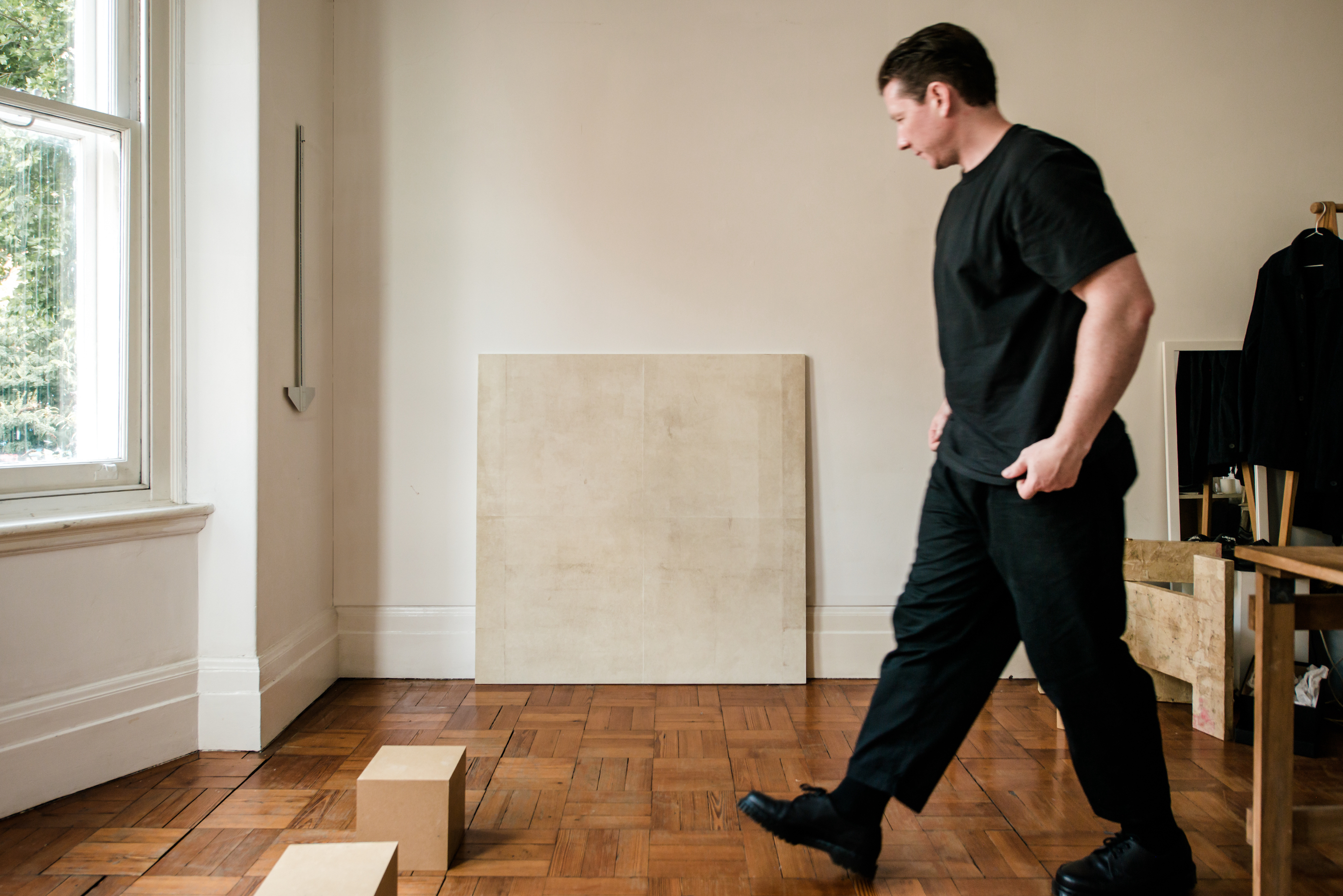 David Horan in his studio, developing 'Paper' collection for Béton Brut