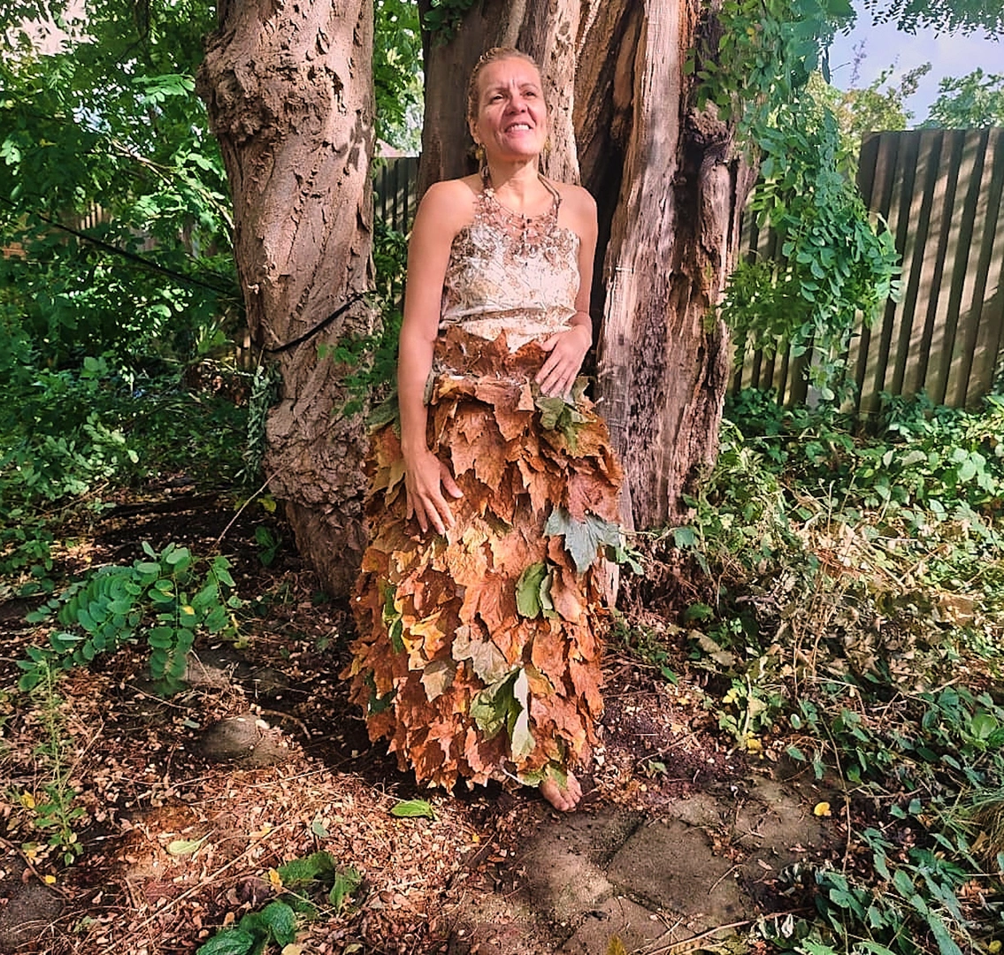 The artist wearing her art.