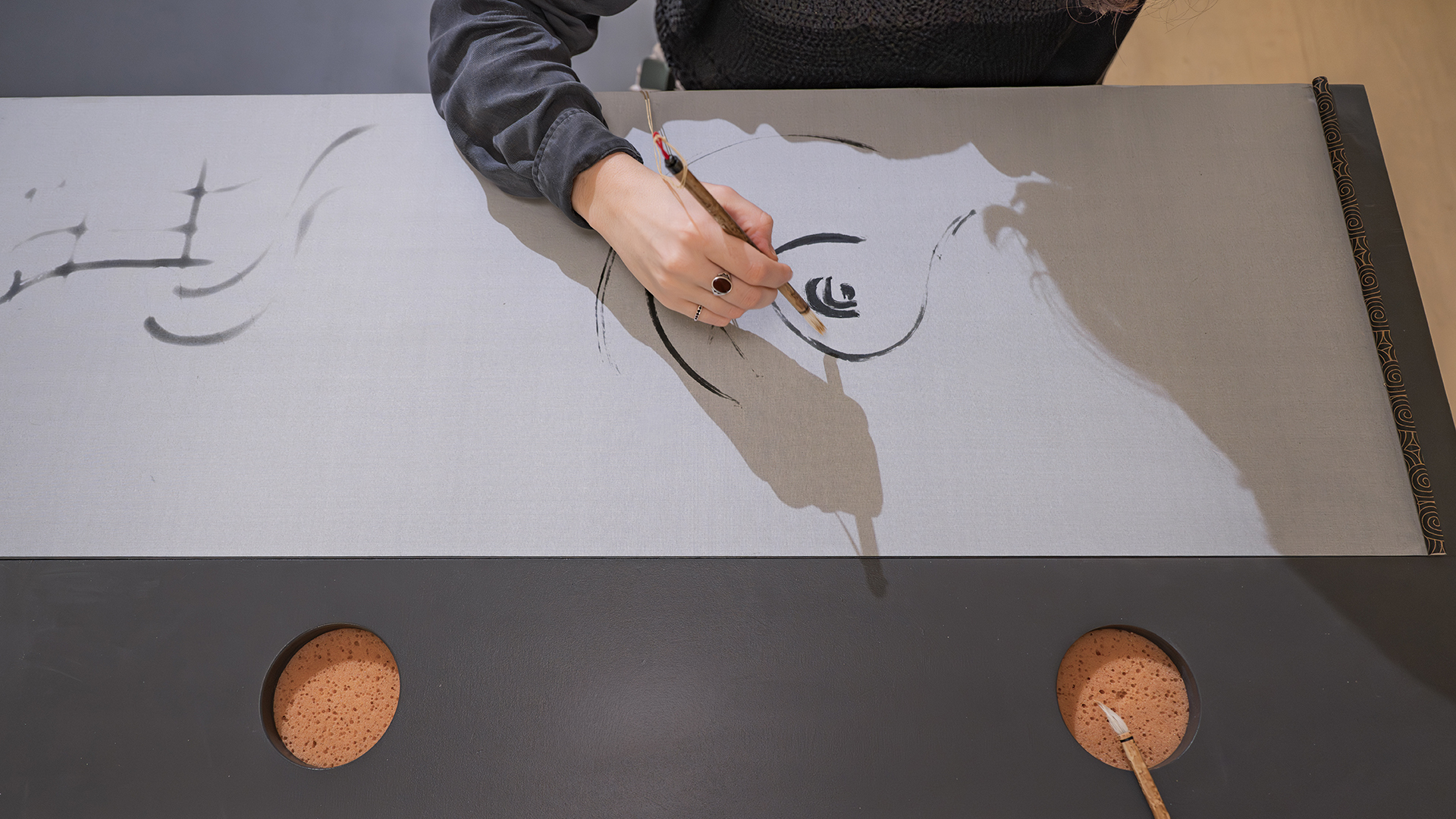 a woman drawing