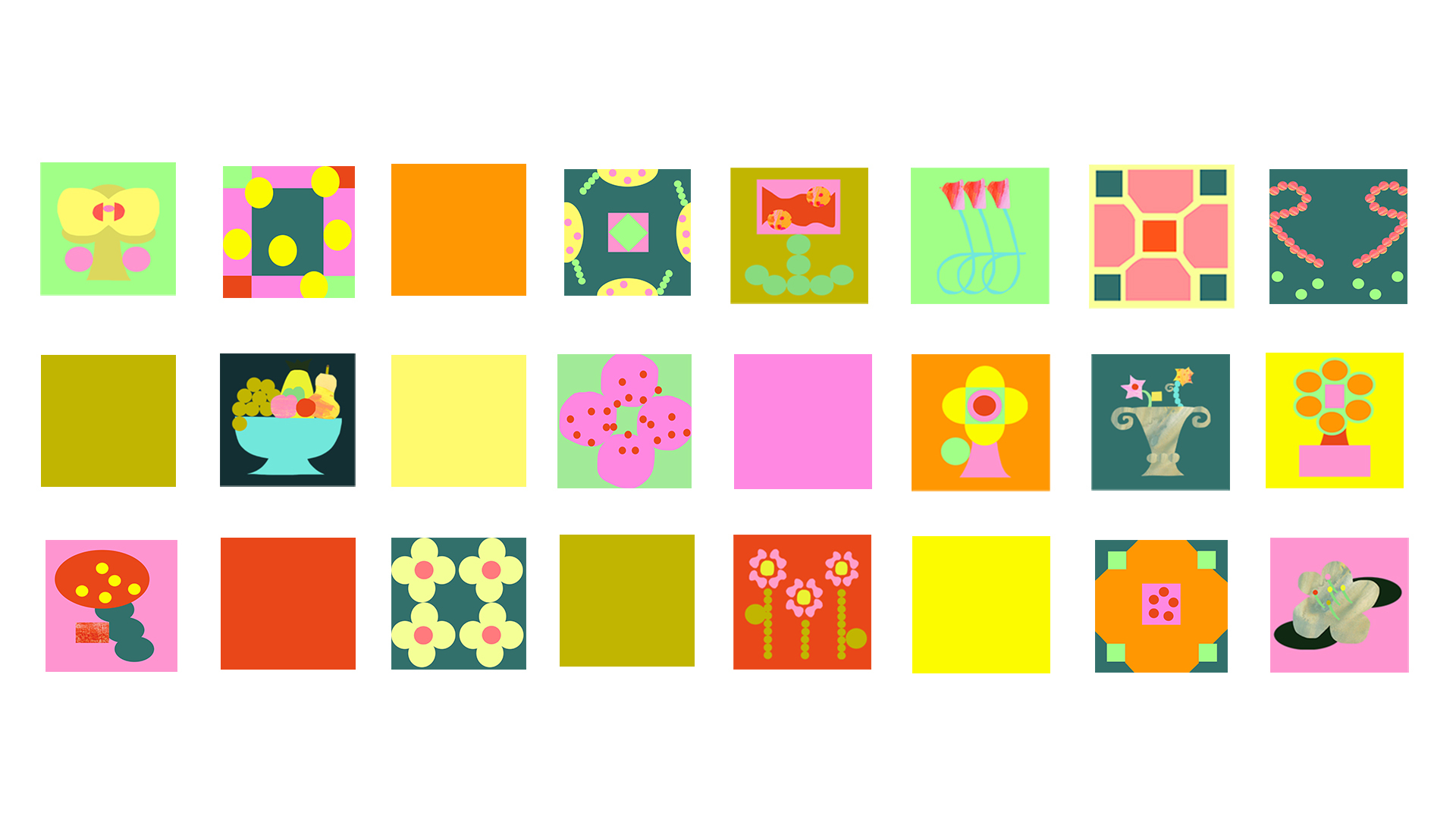 Colourful geometric and floral motifs inspired by Taiwanese decorative tiles.