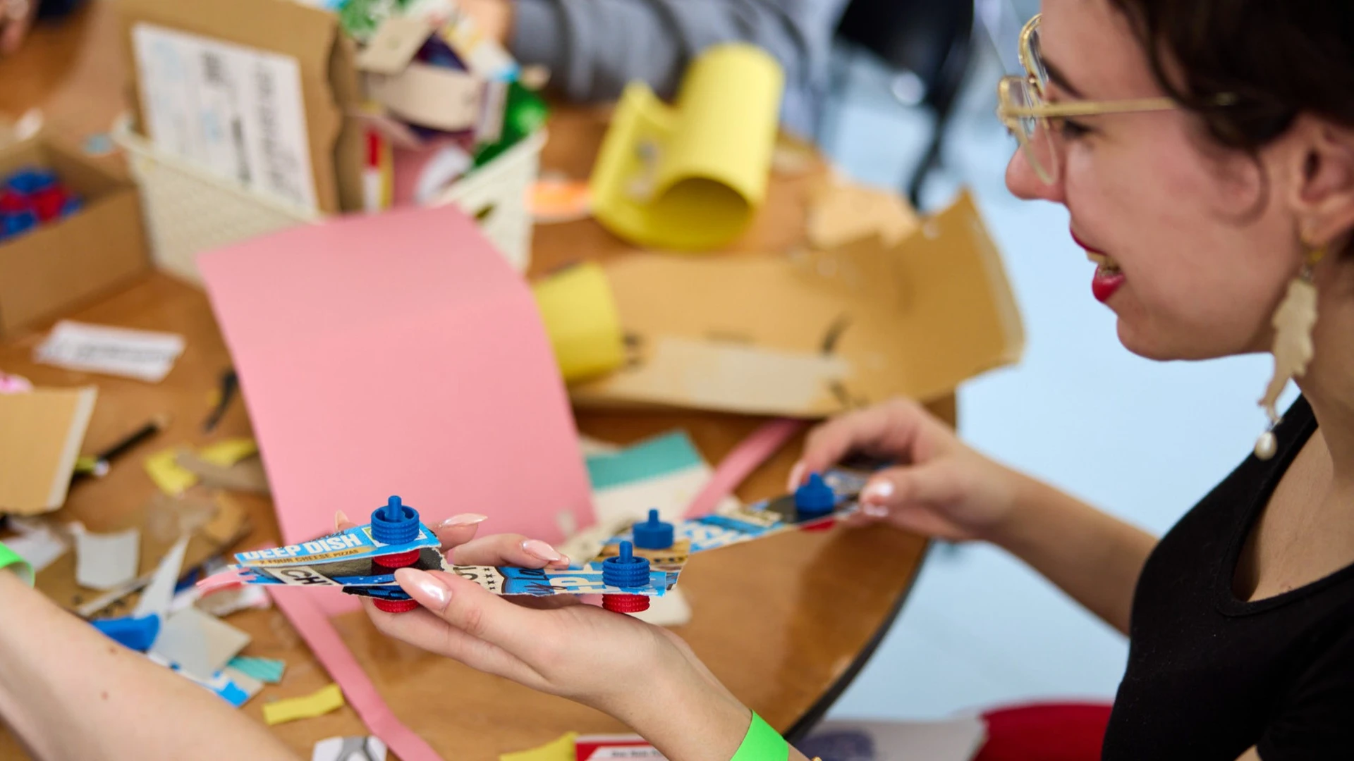 Woman having fun creating an invention with snapkit 