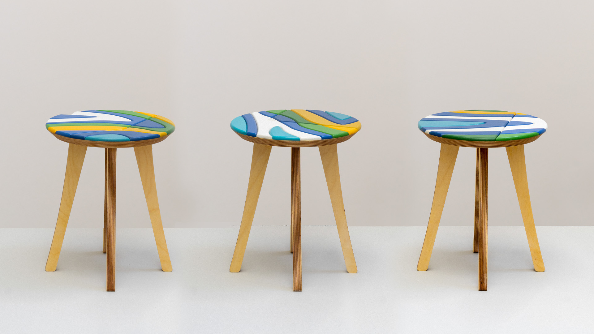 Their forms and colours reflect themes of shelter, stability, and the unexpected beauty of change.