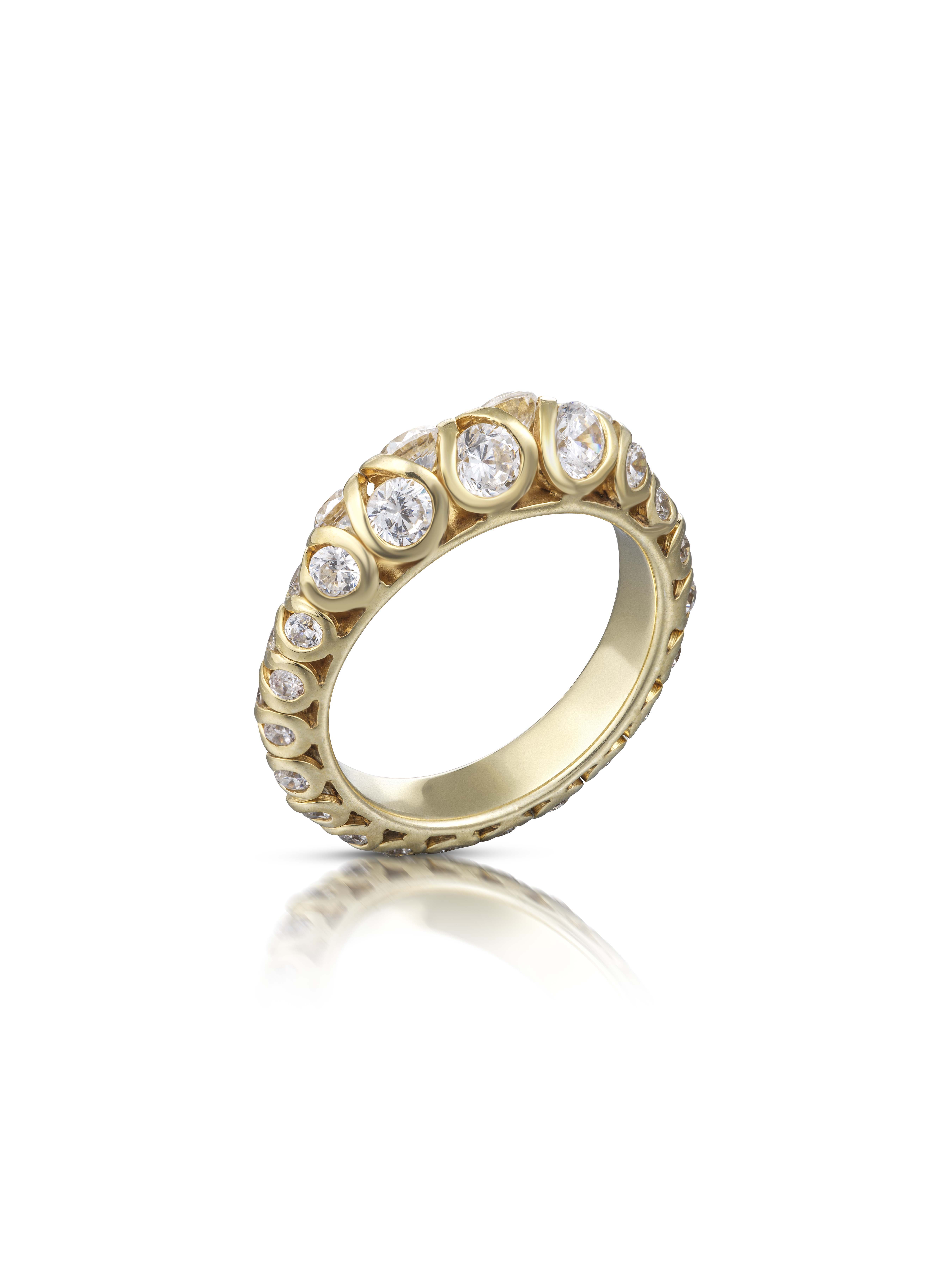 Image of a gold ring with diamonds.