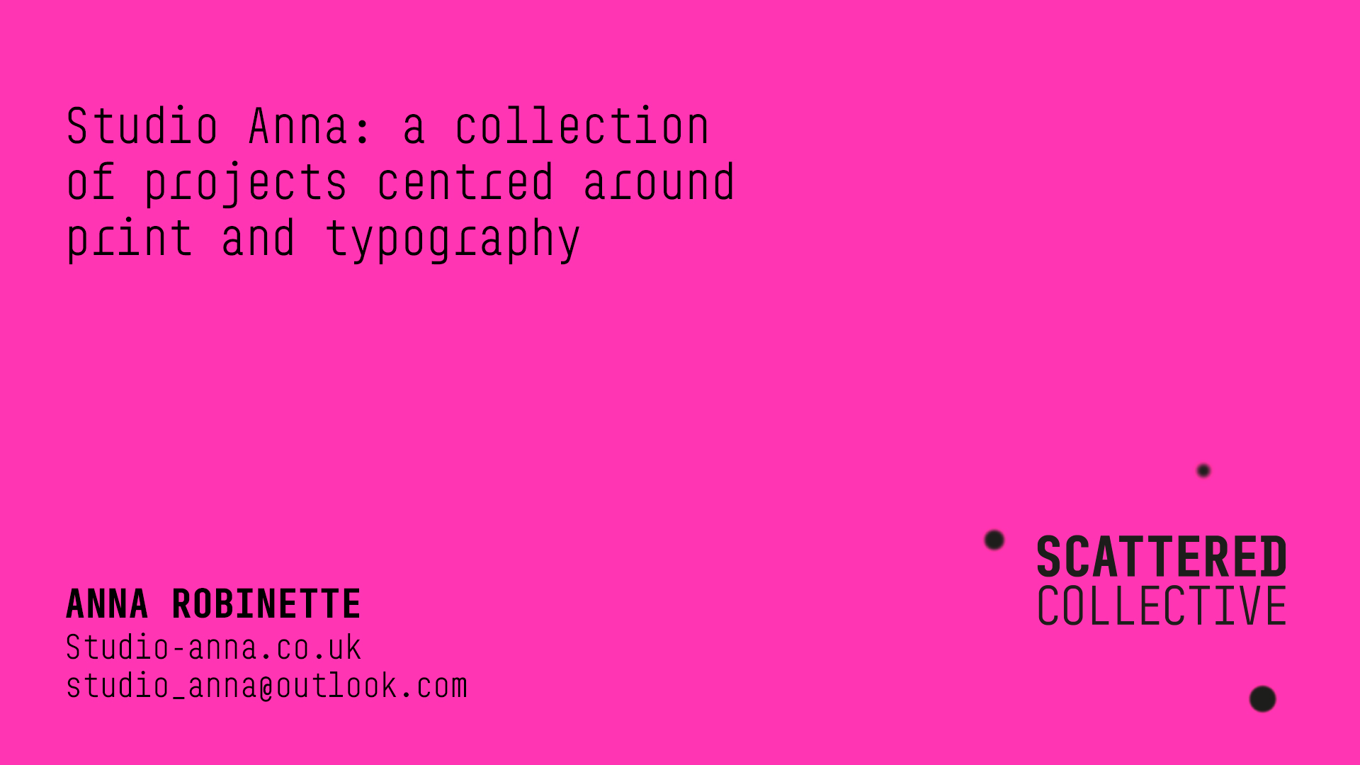 Introduction screen for Anna Robinette's slides
